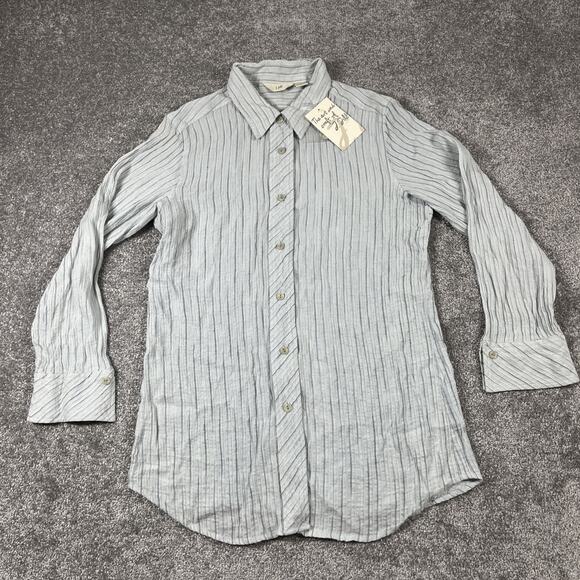 J Jill Button Up Blouse Womens Medium Linen Rayon Boho Bohemian Relaxed - Picture 2 of 12